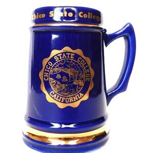 Chico State College University California VTG Cobalt Blue Gold Mug Beer Stein